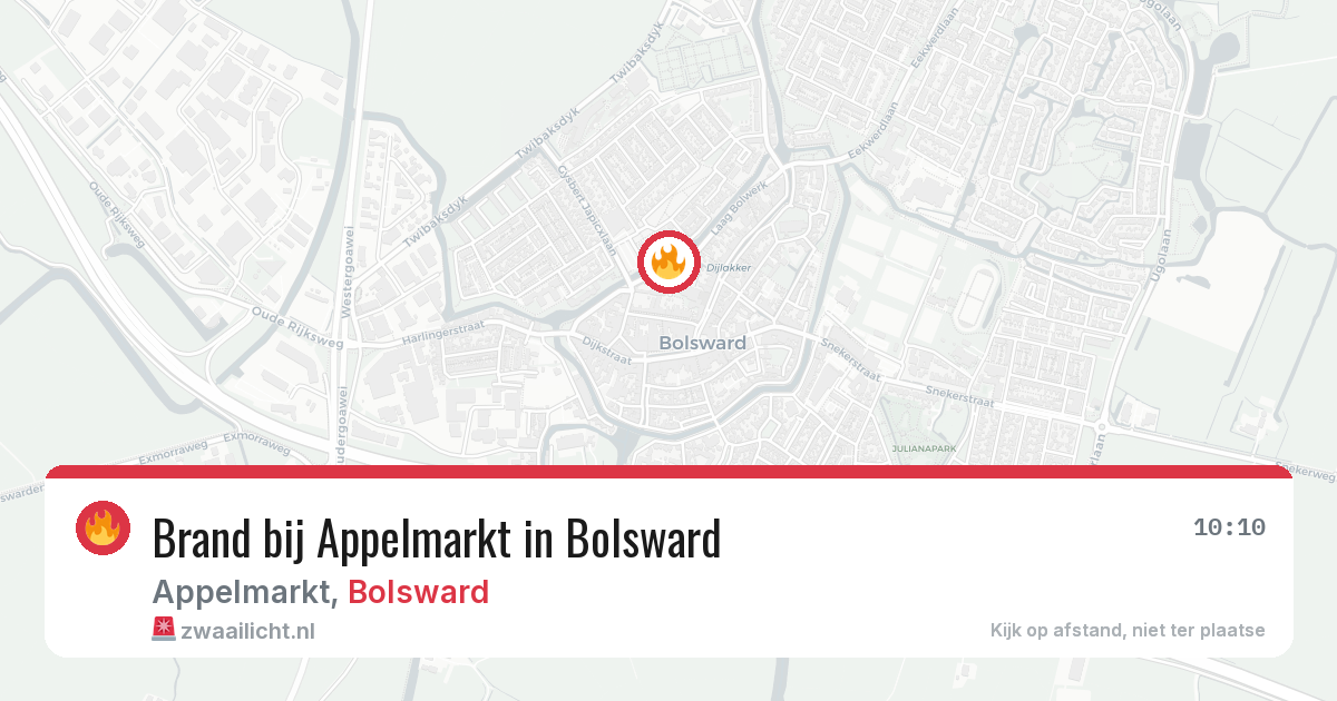 Brand bij Appelmarkt in Bolsward — 21 jun 2026