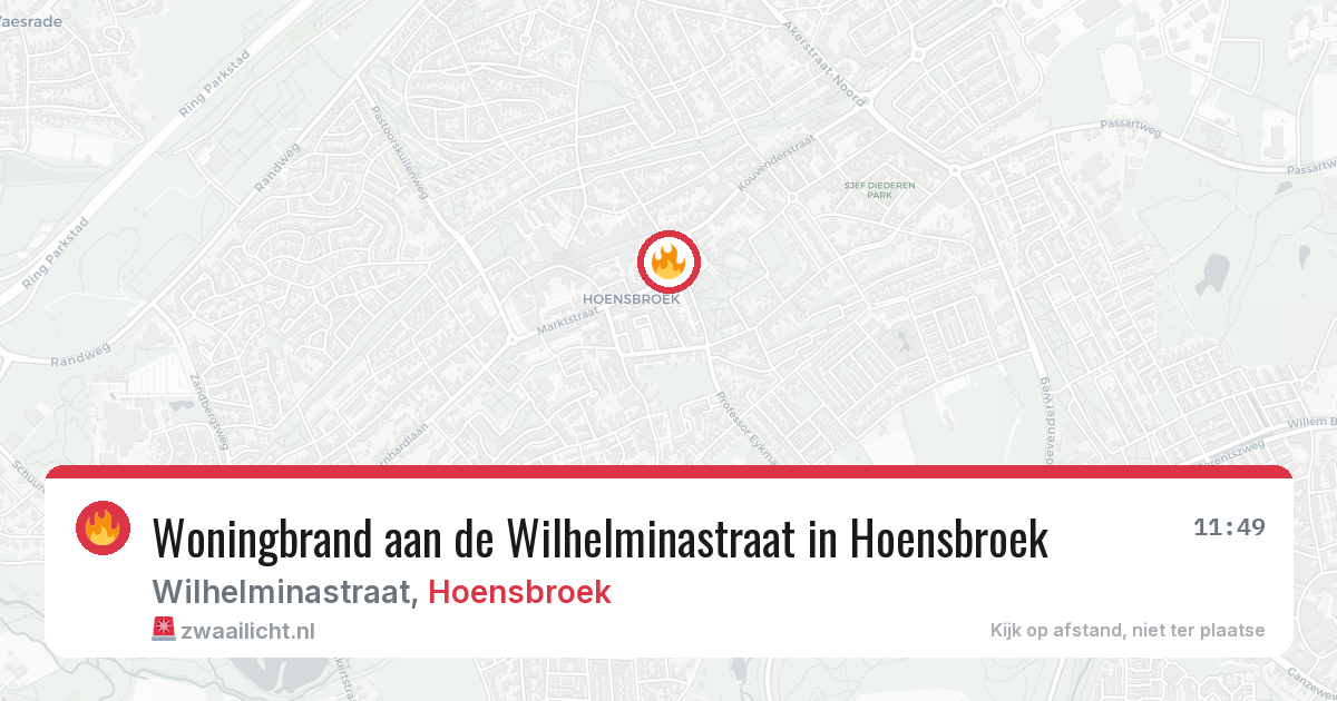 Woningbrand aan de Wilhelminastraat in Hoensbroek — 12 jun 2026