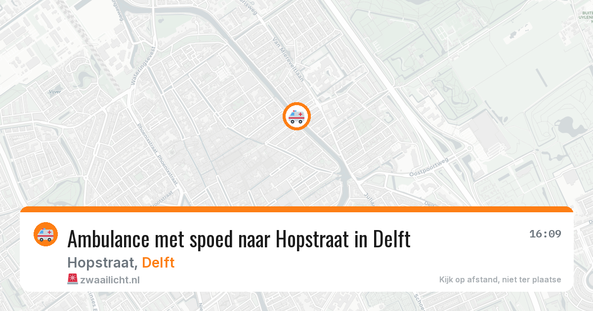 Ambulance met spoed naar Hopstraat in Delft — 13 mei 2026