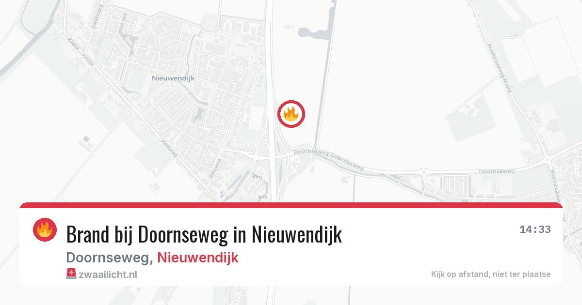 Brand bij Doornseweg in Nieuwendijk — 14 mei 2026