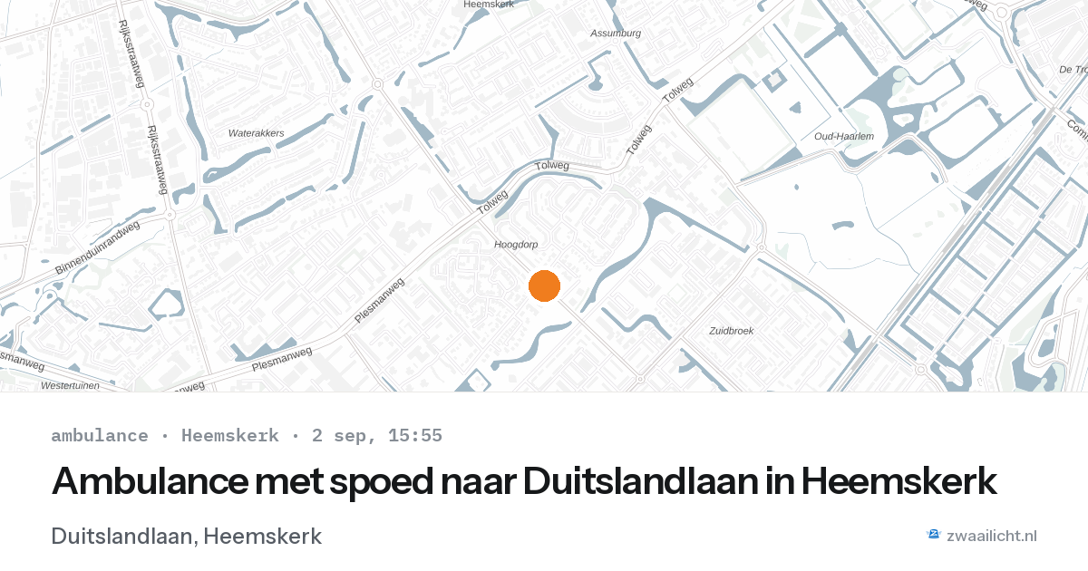 Ambulance met spoed naar Duitslandlaan in Heemskerk — 2 sep 2026