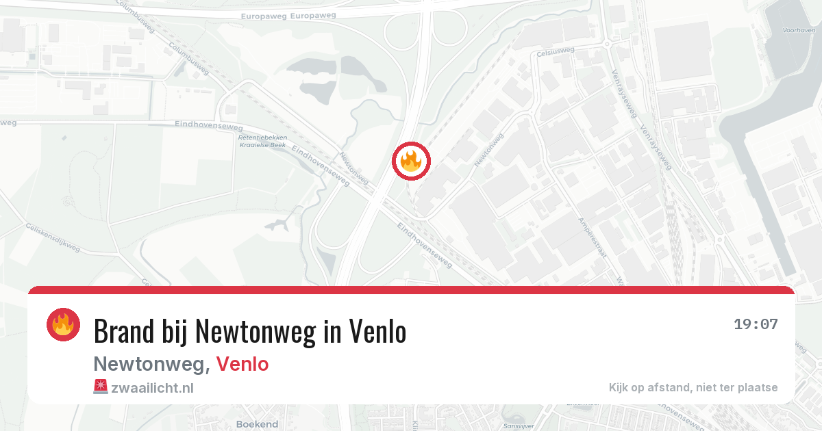 Brand bij Newtonweg in Venlo — 20 jul 2026
