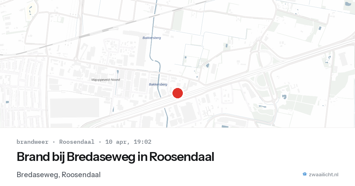 Brand bij Bredaseweg in Roosendaal — 10 apr 2026