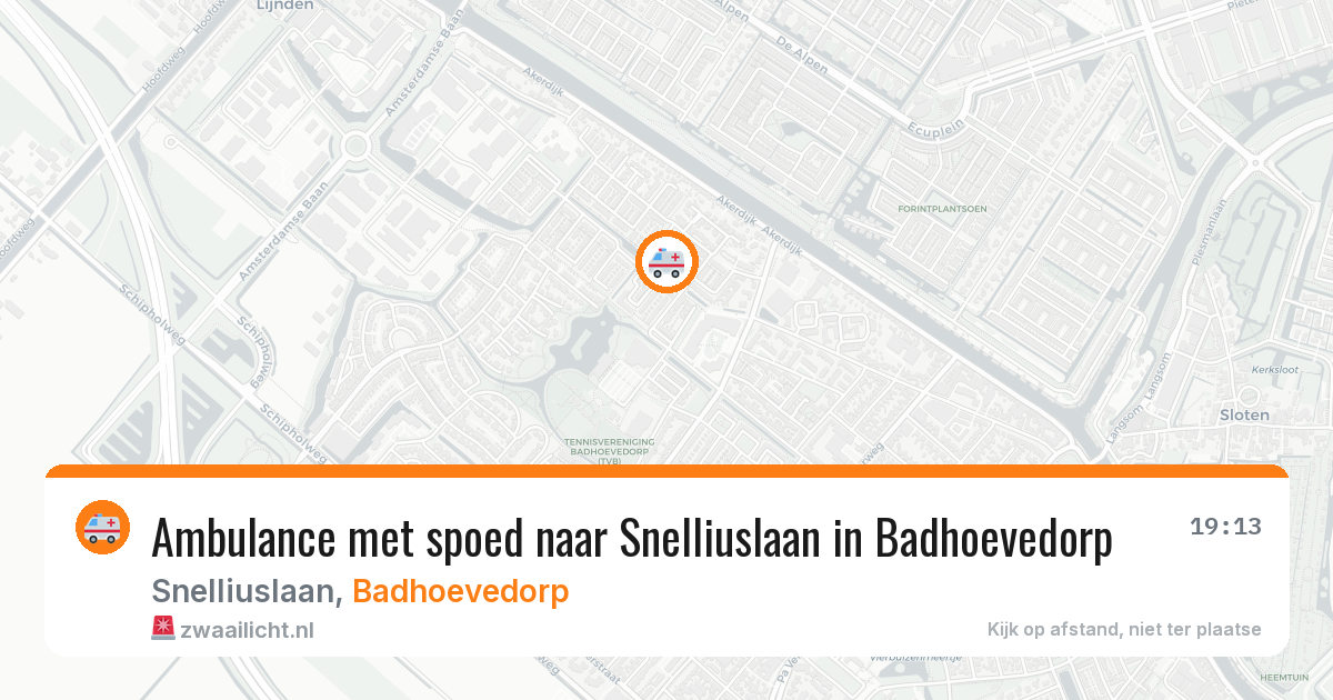 Ambulance met spoed naar Snelliuslaan in Badhoevedorp — 23 apr 2026