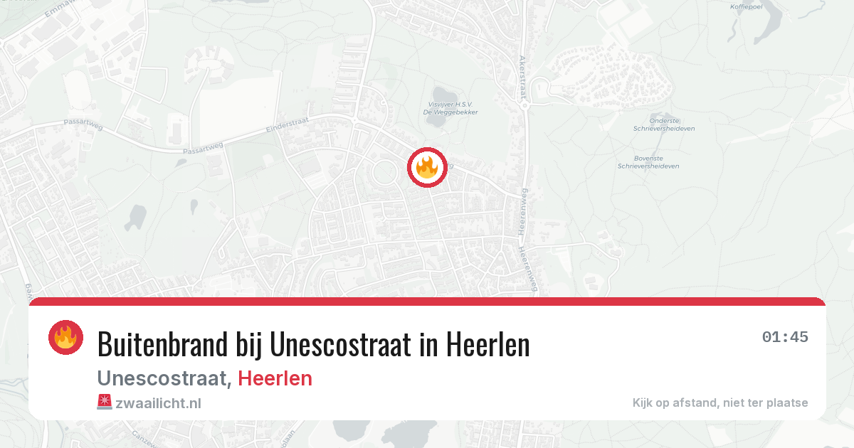 Buitenbrand bij Unescostraat in Heerlen — 4 jul 2026