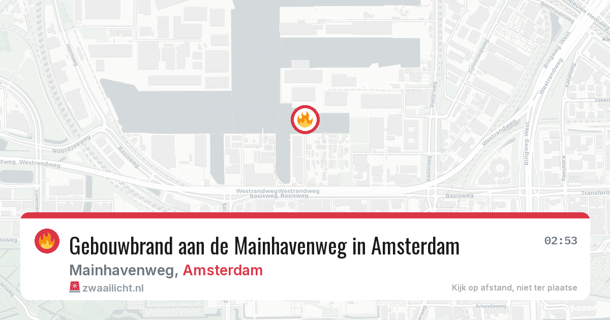 Gebouwbrand aan de Mainhavenweg in Amsterdam — 8 aug 2026