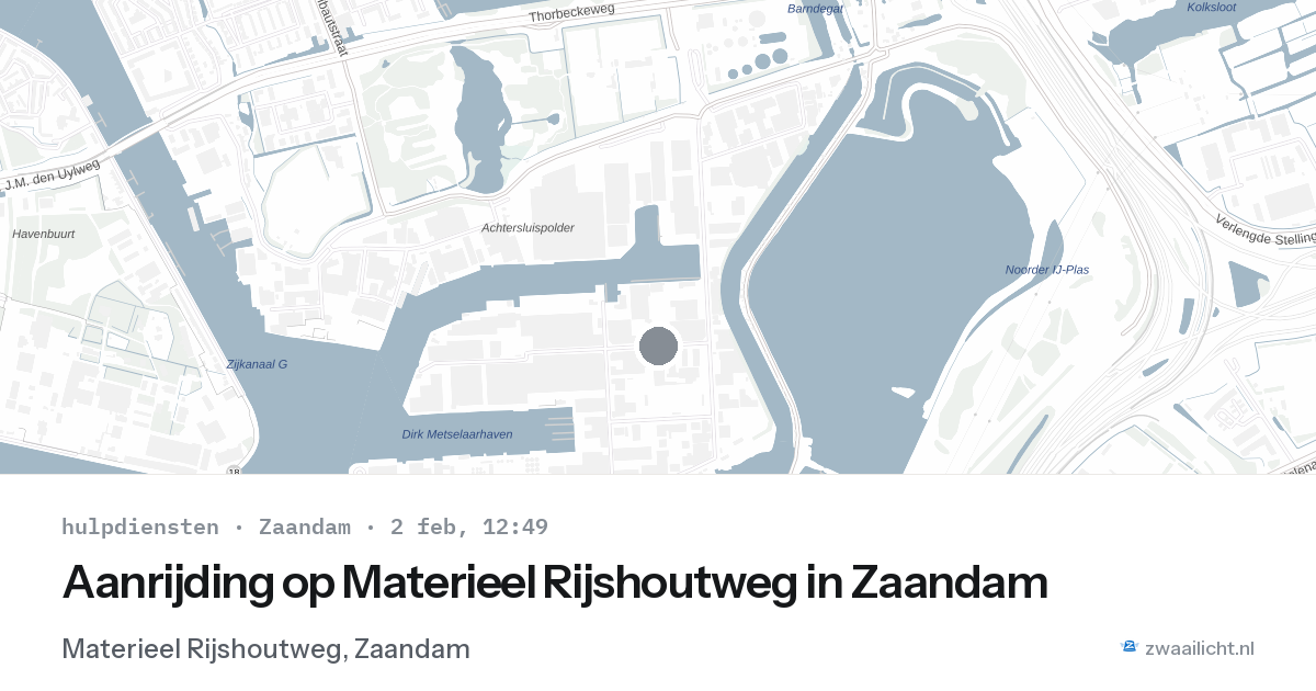 Aanrijding op Materieel Rijshoutweg in Zaandam — 2 feb 2026