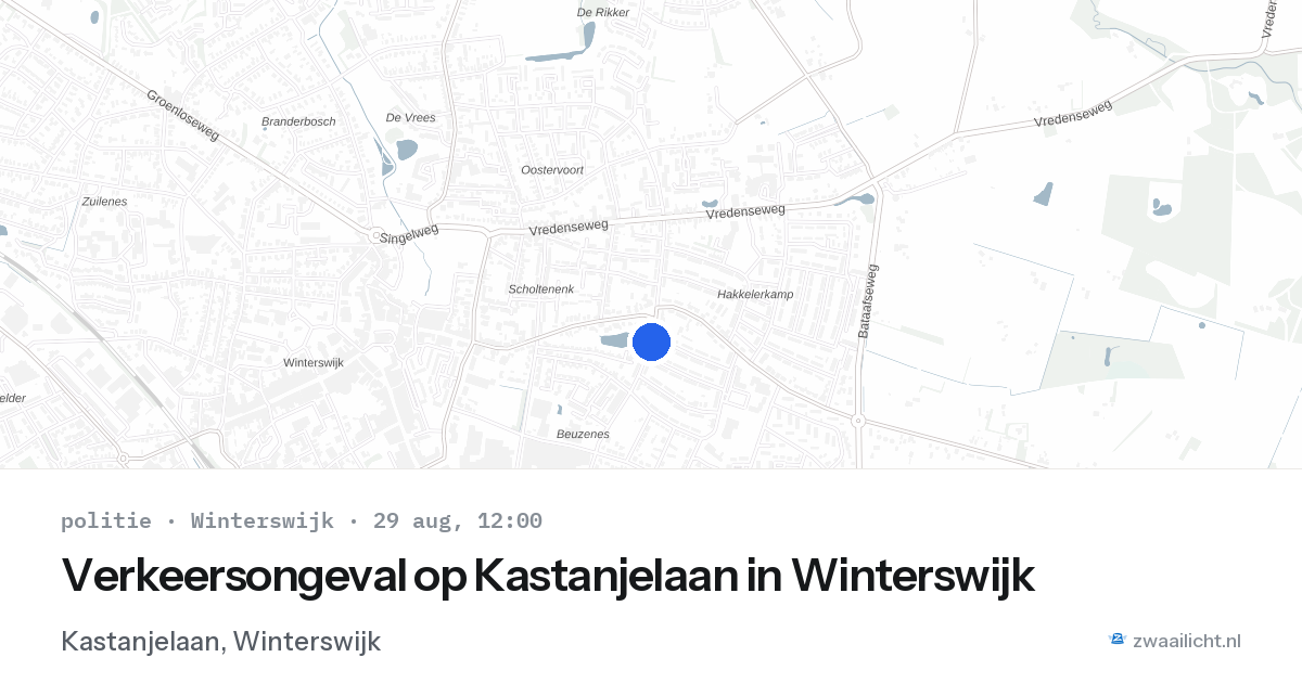Verkeersongeval op Kastanjelaan in Winterswijk — 29 aug 2026