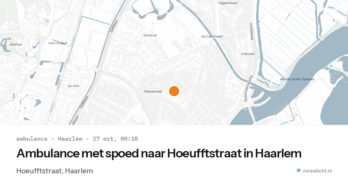 Ambulance met spoed naar Hoeufftstraat in Haarlem — 26 mrt 2026
