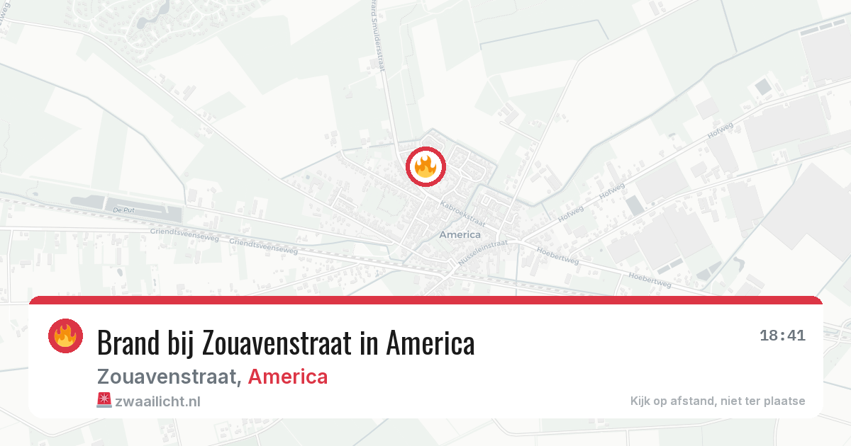 Brand bij Zouavenstraat in America — 19 jun 2026