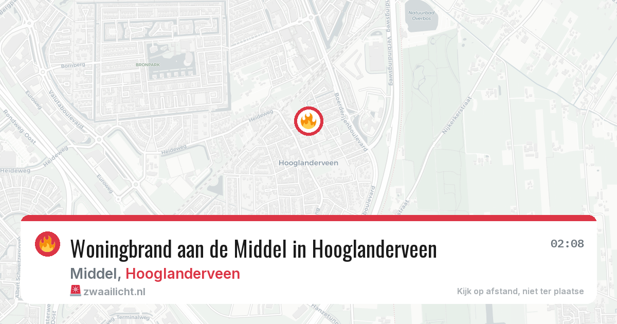 Woningbrand aan de Middel in Hooglanderveen — 20 jun 2026