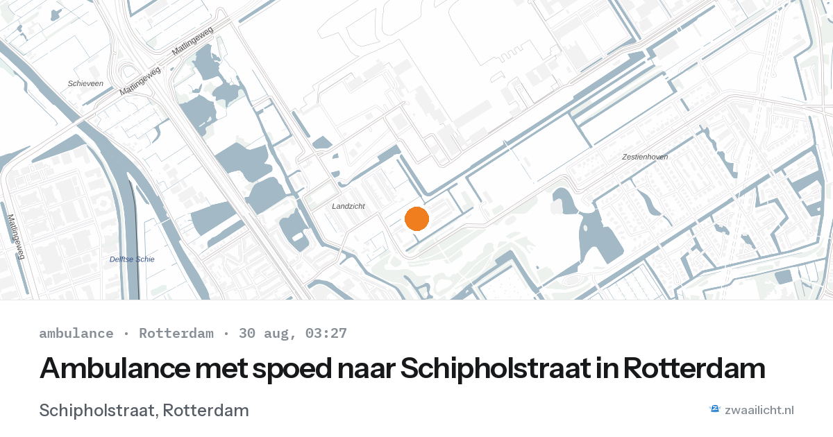 Ambulance met spoed naar Schipholstraat in Rotterdam — 30 aug 2026