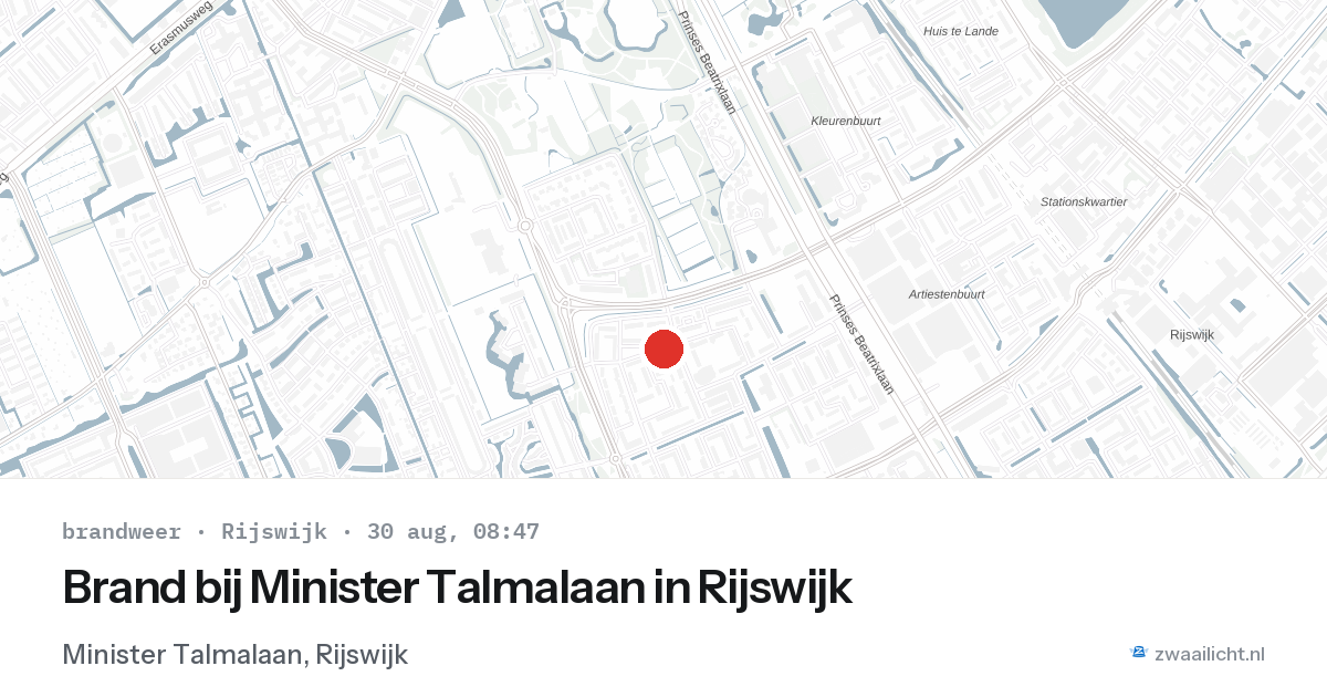 Brand bij Minister Talmalaan in Rijswijk — 30 aug 2026