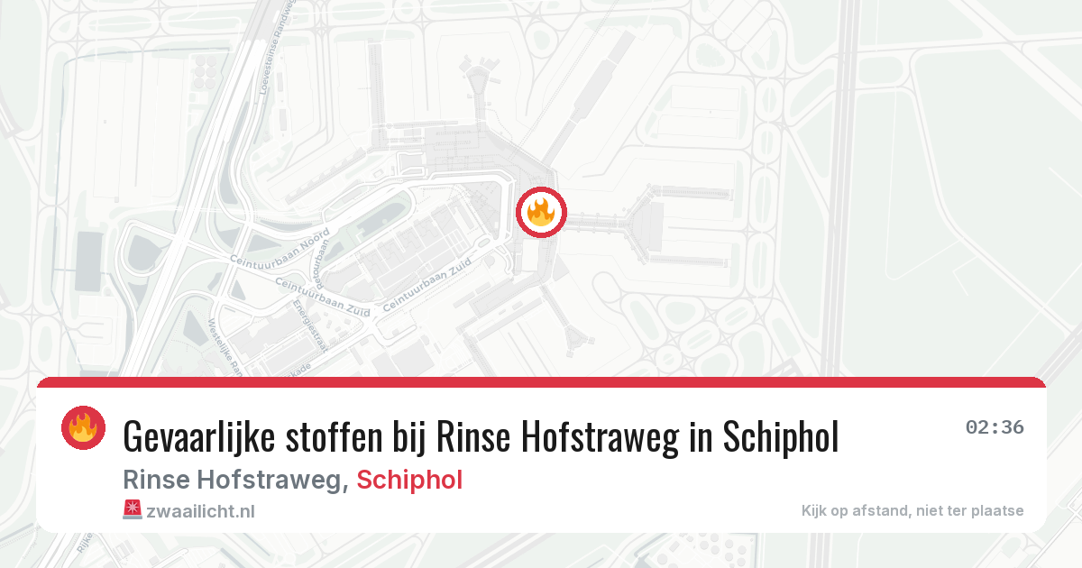 Gevaarlijke stoffen bij Rinse Hofstraweg in Schiphol — 3 aug 2026