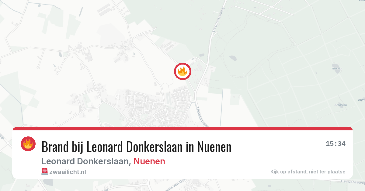 Brand bij Leonard Donkerslaan in Nuenen — 10 aug 2026