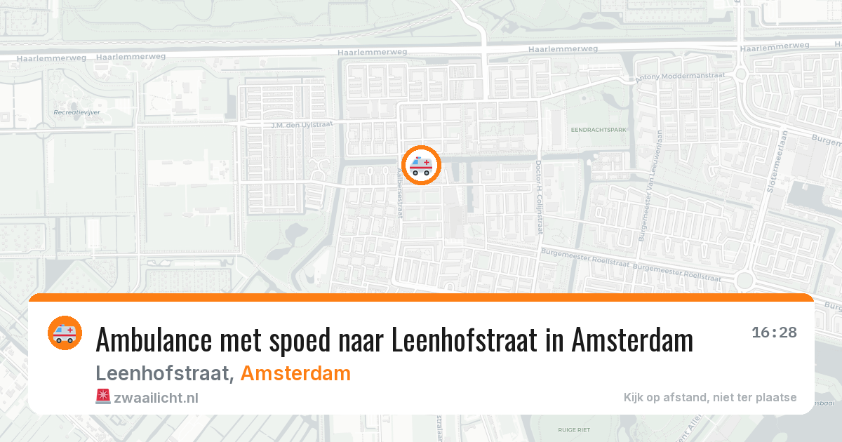 Ambulance met spoed naar Leenhofstraat in Amsterdam — 13 aug 2026