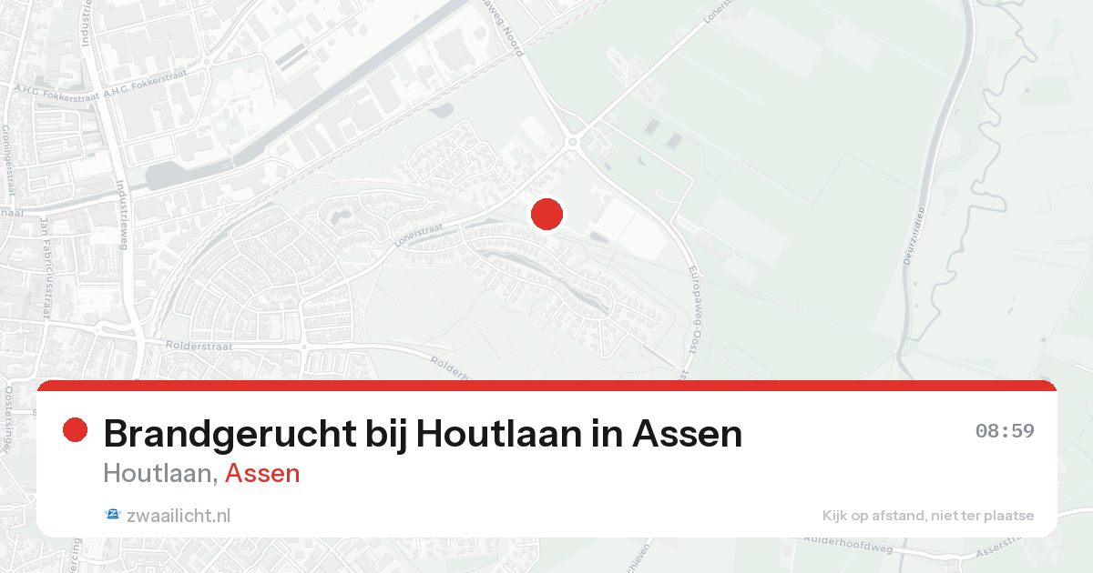 Brandgerucht bij Houtlaan in Assen — 16 aug 2026