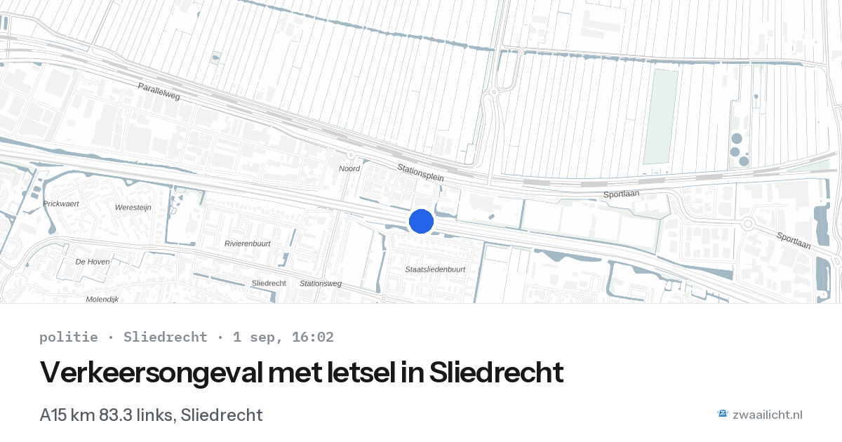 Verkeersongeval met letsel in Sliedrecht — 1 sep 2026