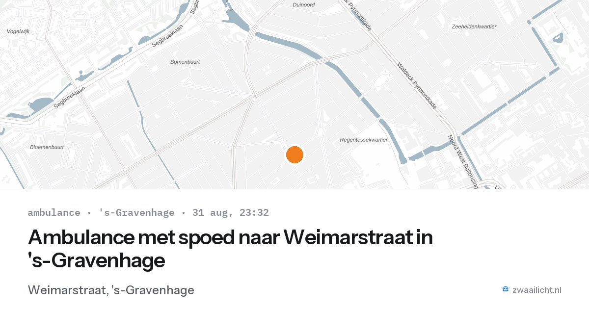 Ambulance met spoed naar Weimarstraat in 's-Gravenhage — 31 aug 2026