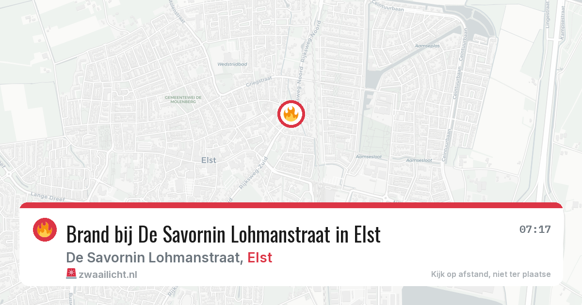 Brand bij De Savornin Lohmanstraat in Elst — 4 jul 2026