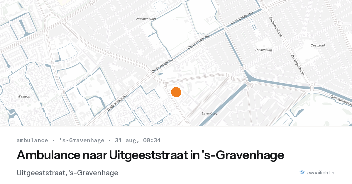 Ambulance naar Uitgeeststraat in 's-Gravenhage — 30 aug 2026