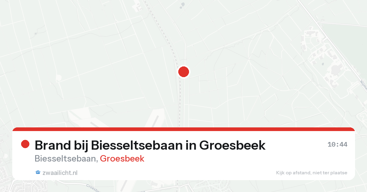 Brand bij Biesseltsebaan in Groesbeek — 16 aug 2026