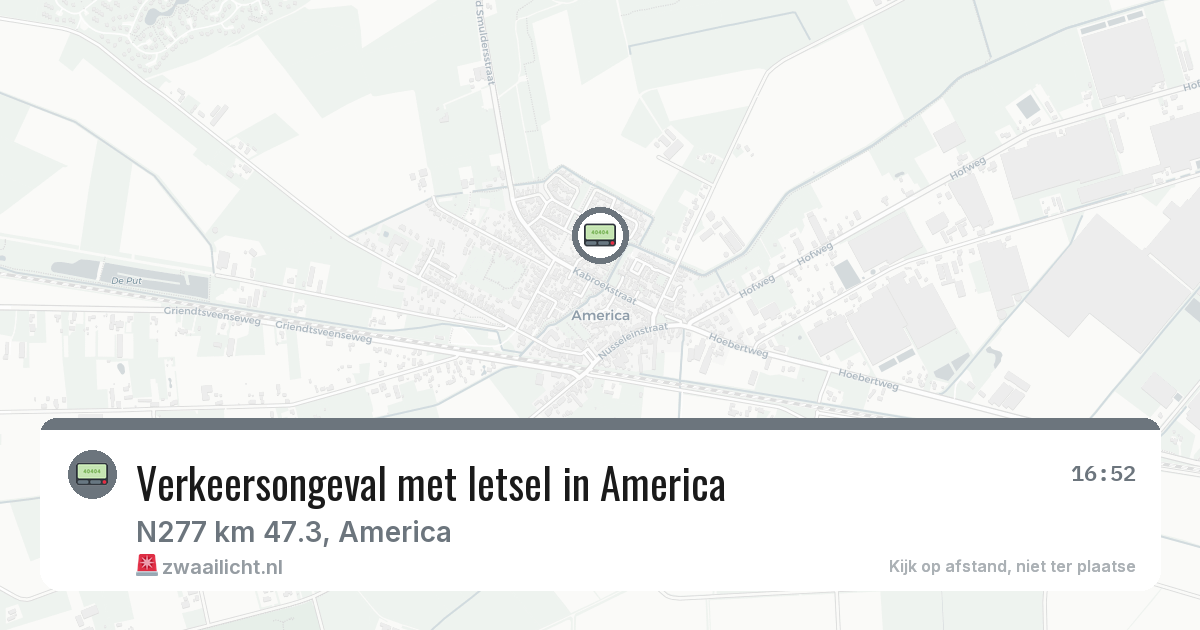 Verkeersongeval met letsel in America — 20 apr 2026