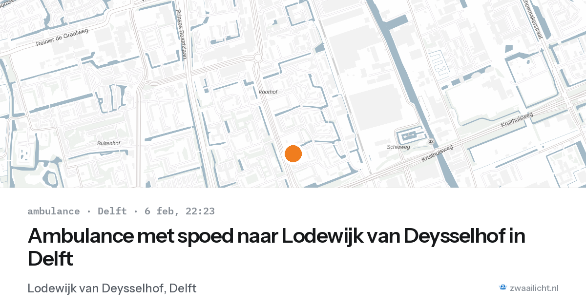 Ambulance met spoed naar Lodewijk van Deysselhof in Delft — 6 feb 2026