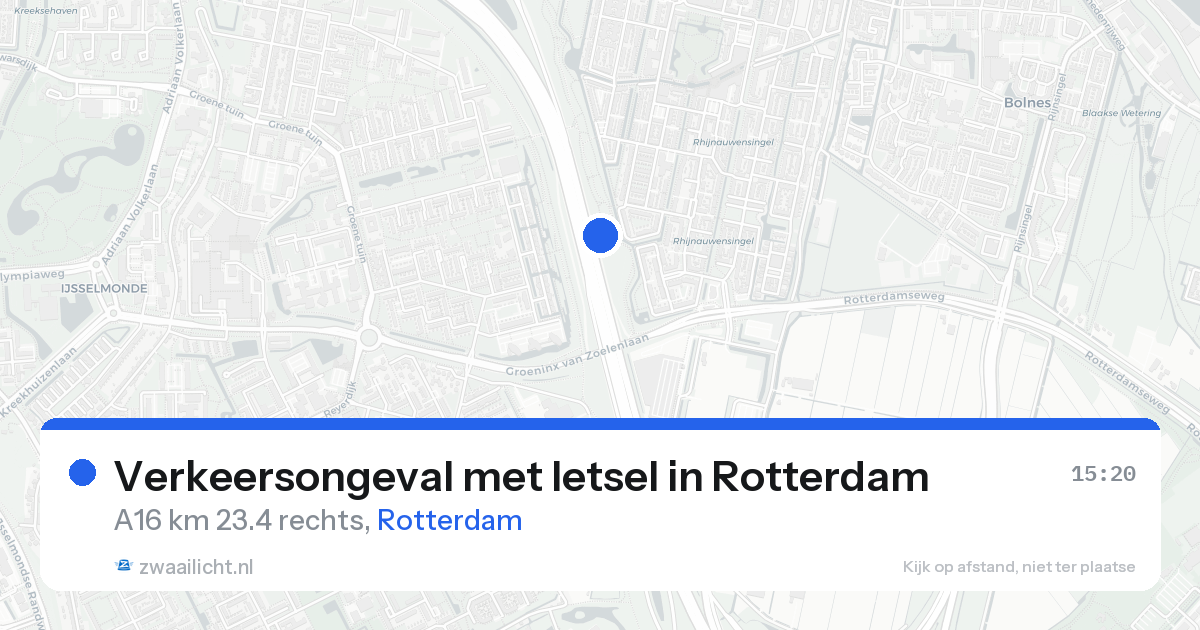 Verkeersongeval met letsel in Rotterdam — 20 aug 2026