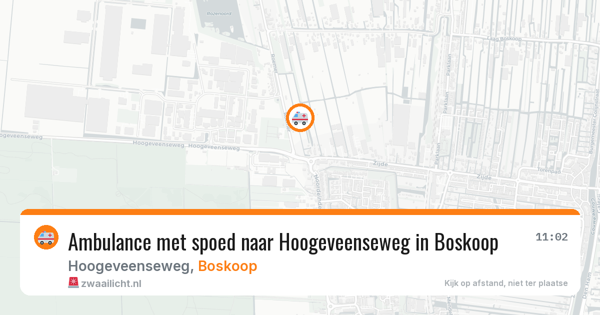 Ambulance met spoed naar Hoogeveenseweg in Boskoop — 7 aug 2026
