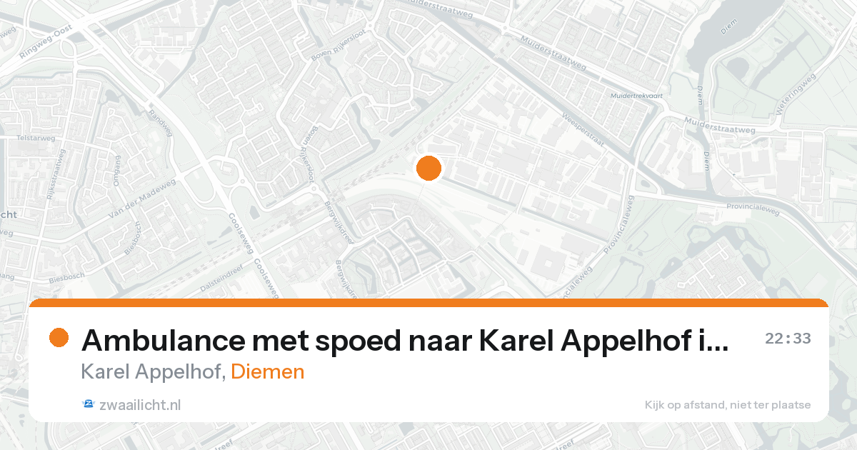 Ambulance met spoed naar Karel Appelhof in Diemen — 20 aug 2026