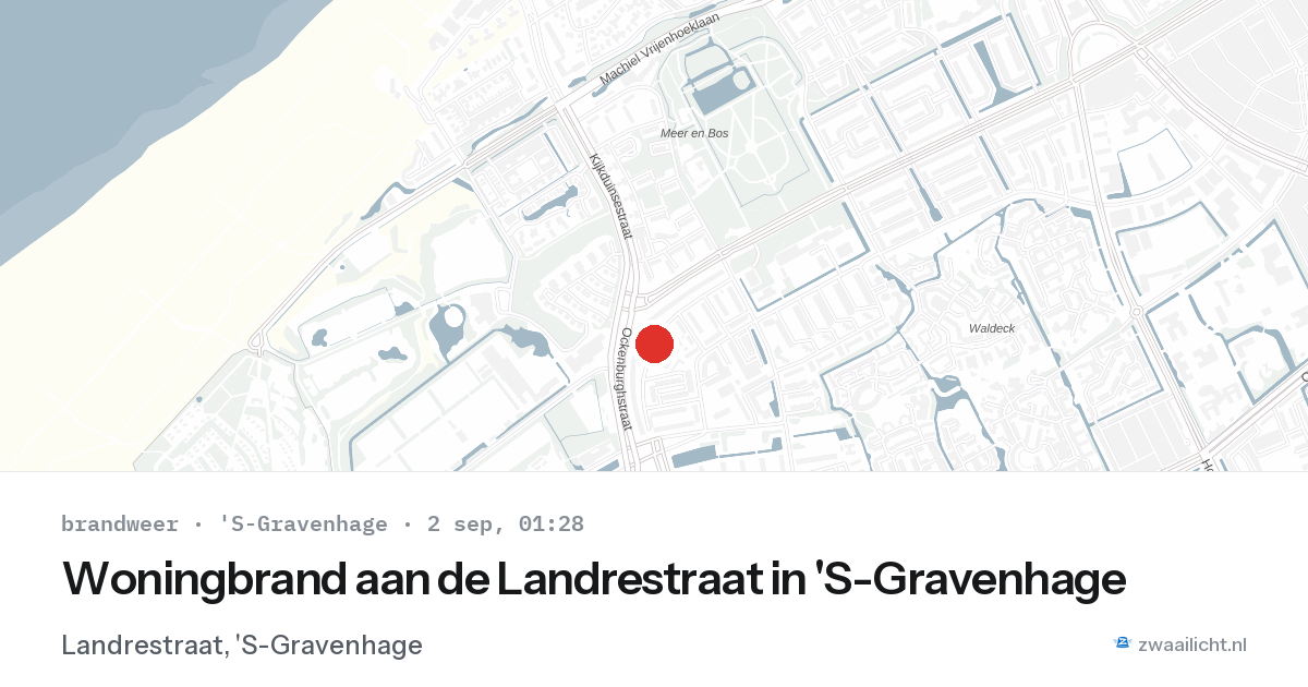 Woningbrand aan de Landrestraat in 'S-Gravenhage — 1 sep 2026