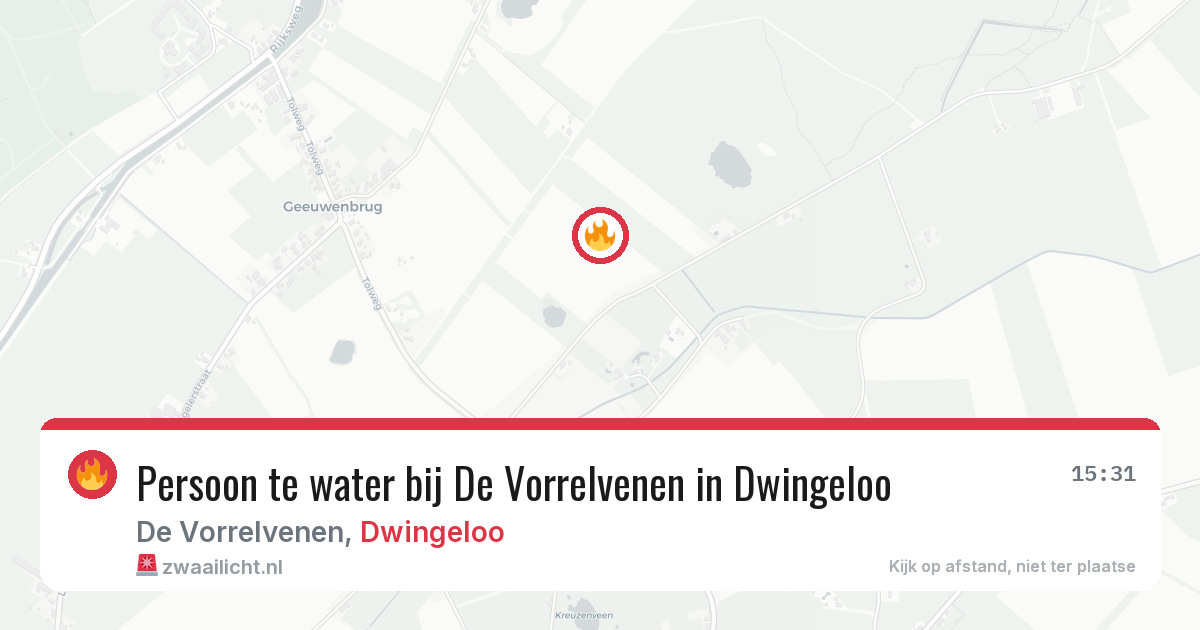 Persoon te water bij De Vorrelvenen in Dwingeloo — 20 jun 2026