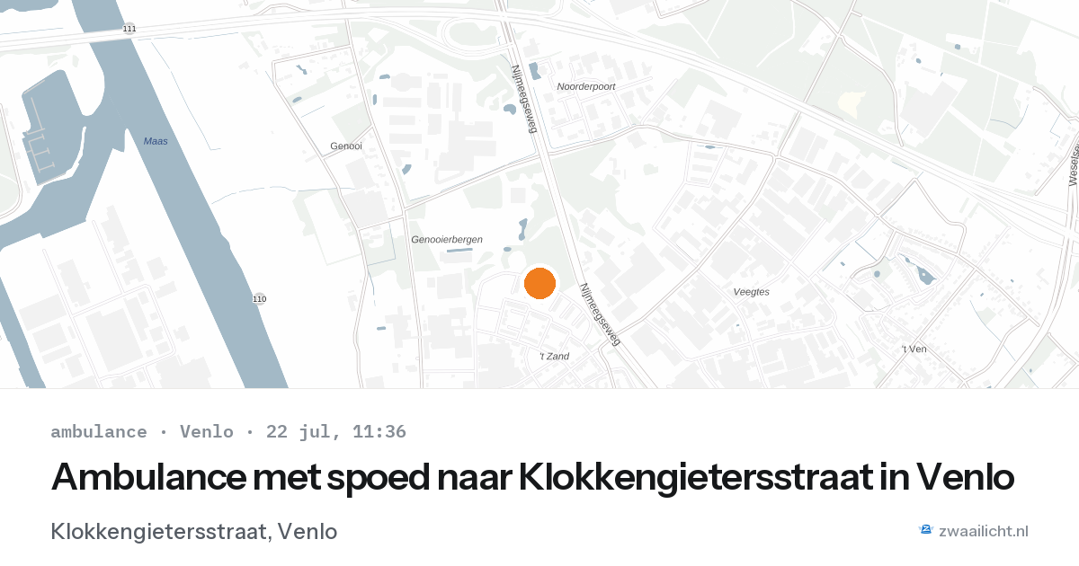 Ambulance met spoed naar Klokkengietersstraat in Venlo — 22 jul 2026