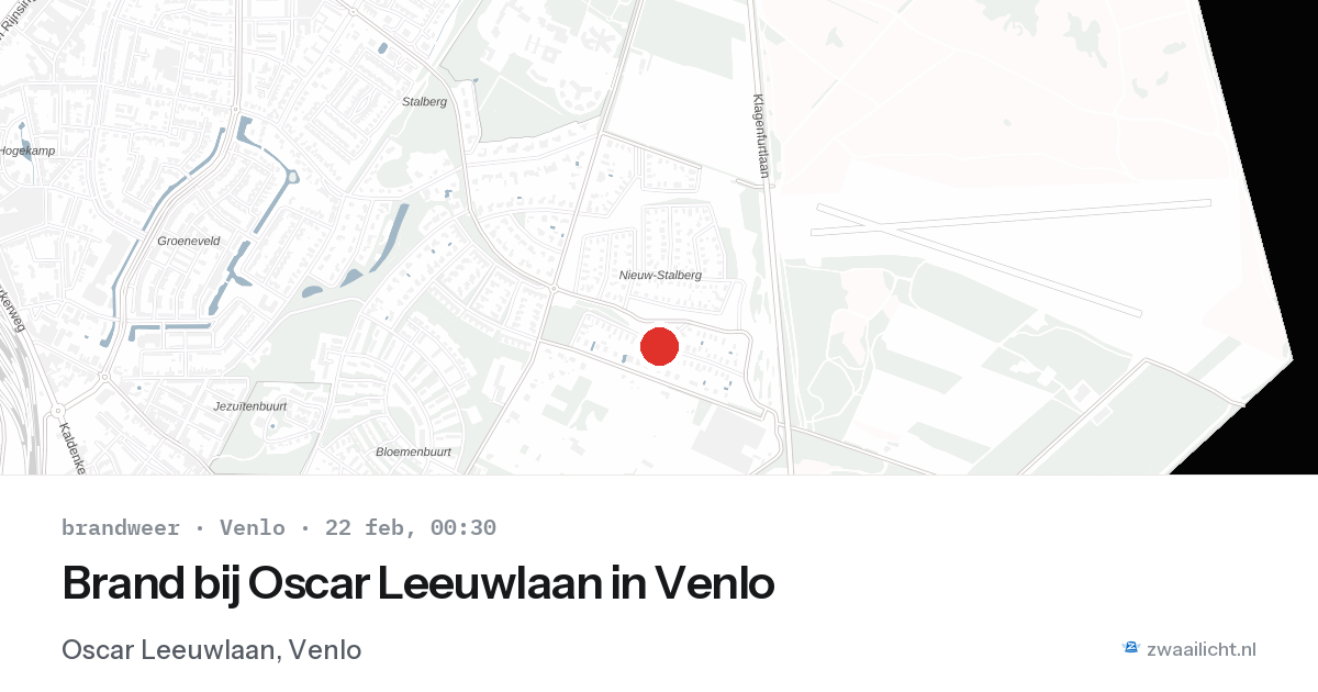 Brand bij Oscar Leeuwlaan in Venlo — 21 feb 2026