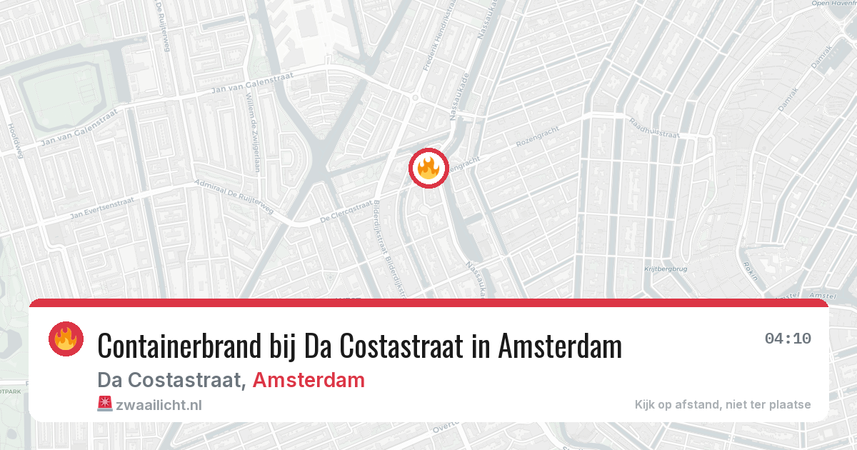 Containerbrand bij Da Costastraat in Amsterdam — 29 jun 2026