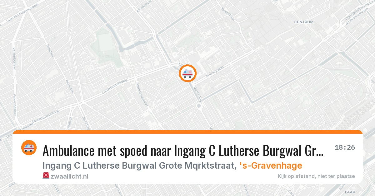 Ambulance met spoed naar Ingang C Lutherse Burgwal Grote Mqrktstraat in 's-Gravenhage — 6 jul 2026