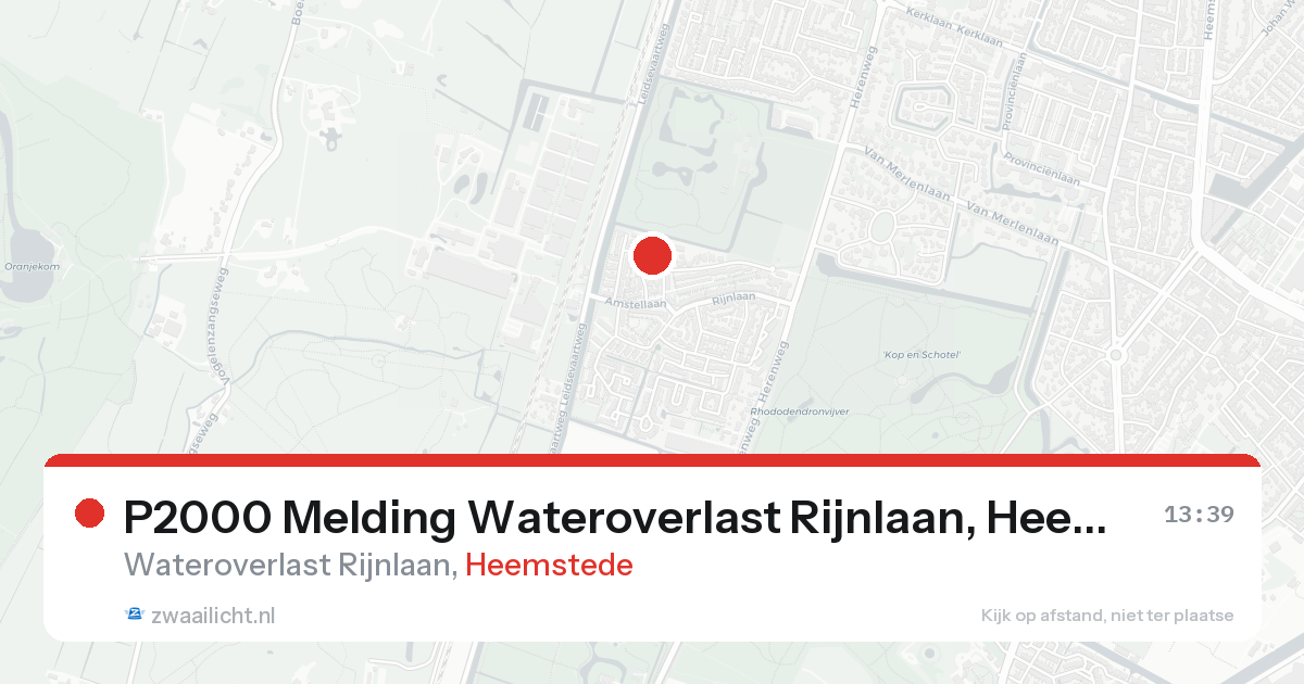 P2000 Melding Wateroverlast Rijnlaan, Heemstede — 7 feb 2026