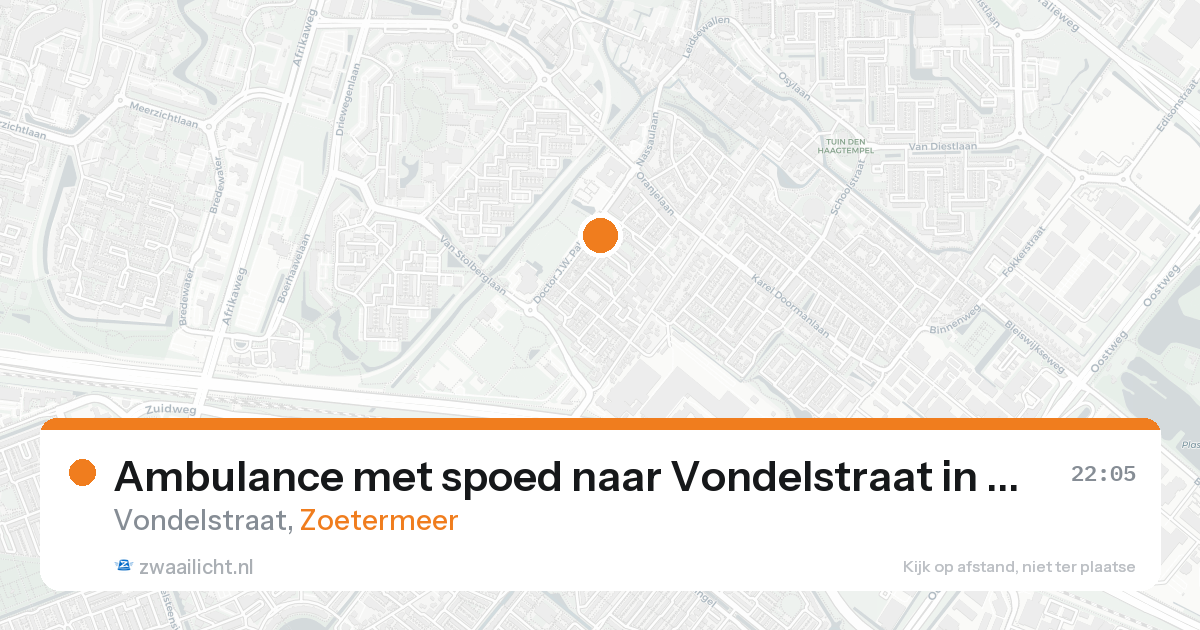 Ambulance met spoed naar Vondelstraat in Zoetermeer — 15 aug 2026