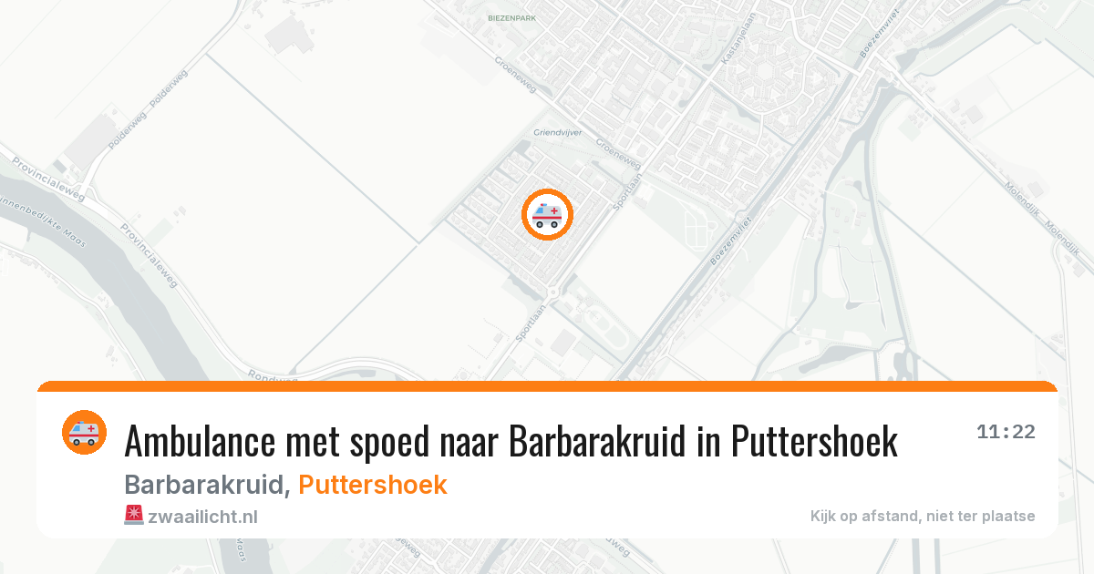 Ambulance met spoed naar Barbarakruid in Puttershoek — 6 aug 2026