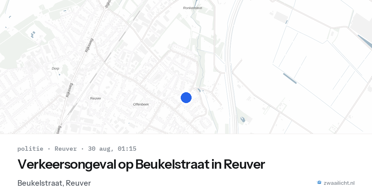 Verkeersongeval op Beukelstraat in Reuver — 29 aug 2026
