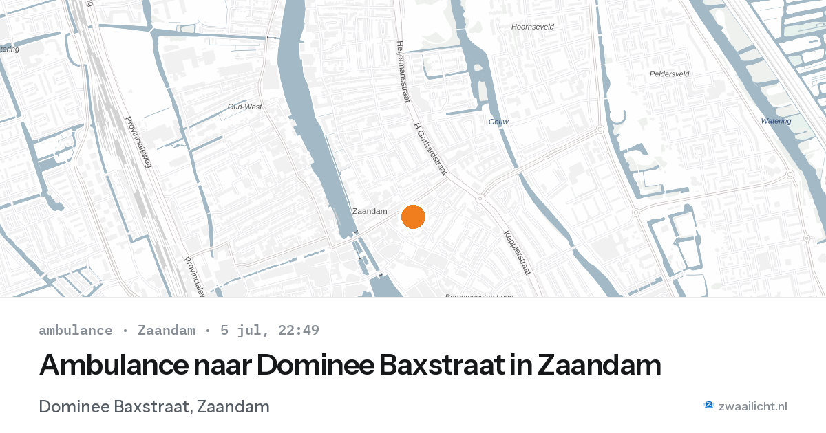 Ambulance naar Dominee Baxstraat in Zaandam — 5 jul 2026