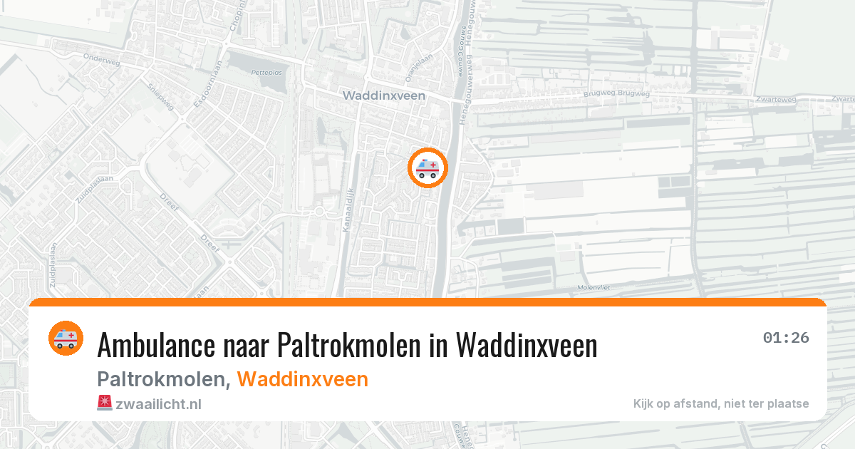 Ambulance naar Paltrokmolen in Waddinxveen — 1 aug 2026