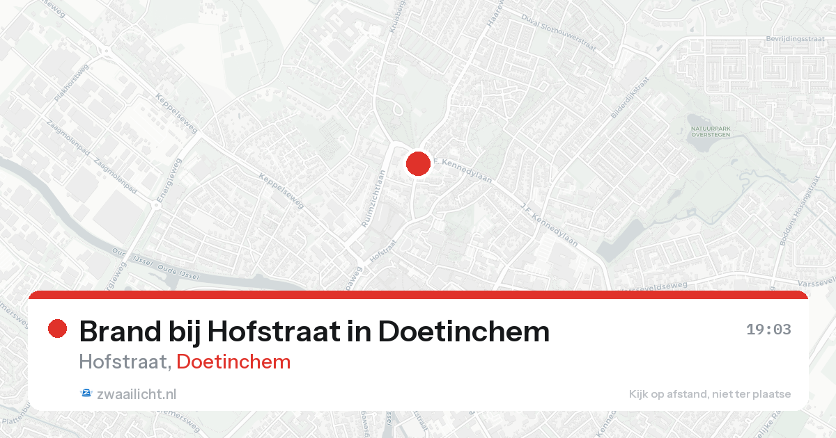 Brand bij Hofstraat in Doetinchem — 19 aug 2026