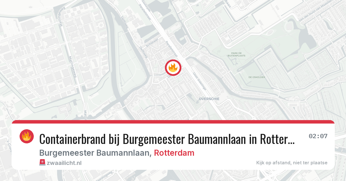 Containerbrand bij Burgemeester Baumannlaan in Rotterdam — 13 apr 2026