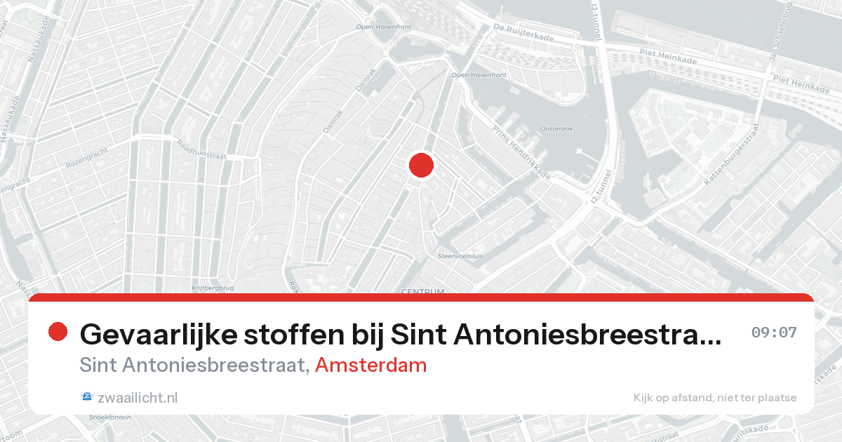 Gevaarlijke stoffen bij Sint Antoniesbreestraat in Amsterdam — 20 aug 2026