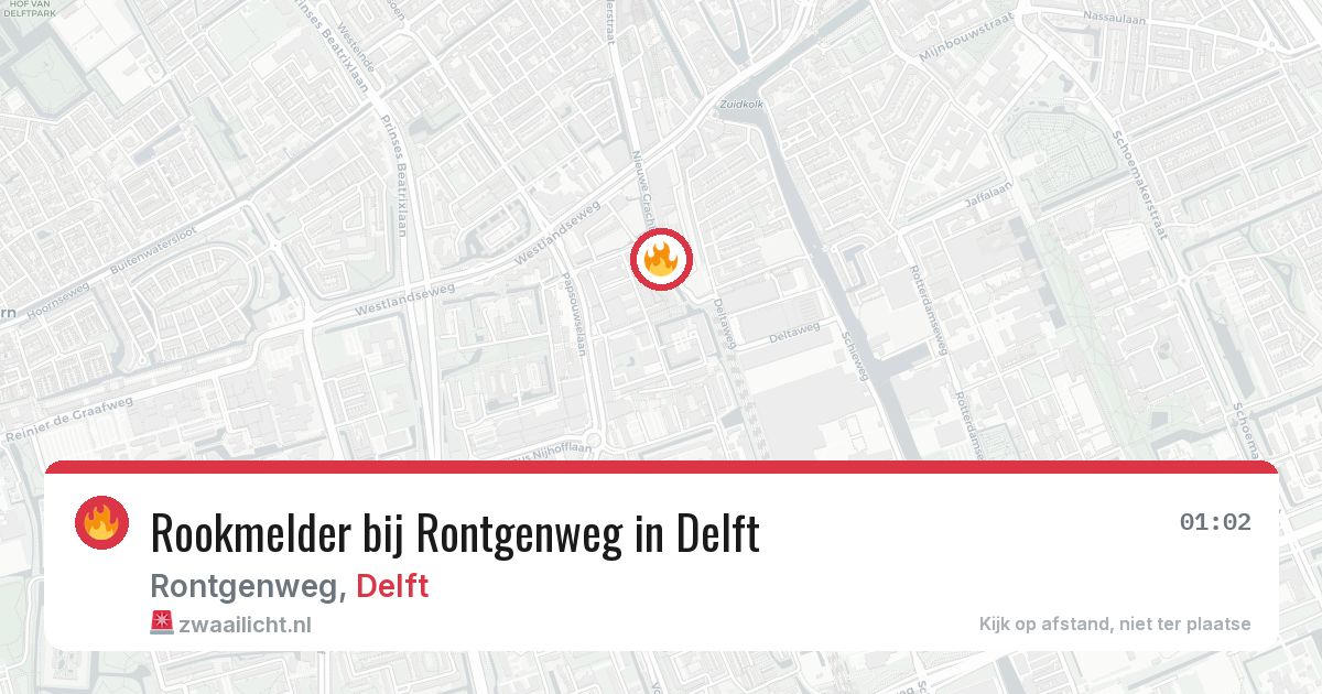 Rookmelder bij Rontgenweg in Delft — 22 jun 2026