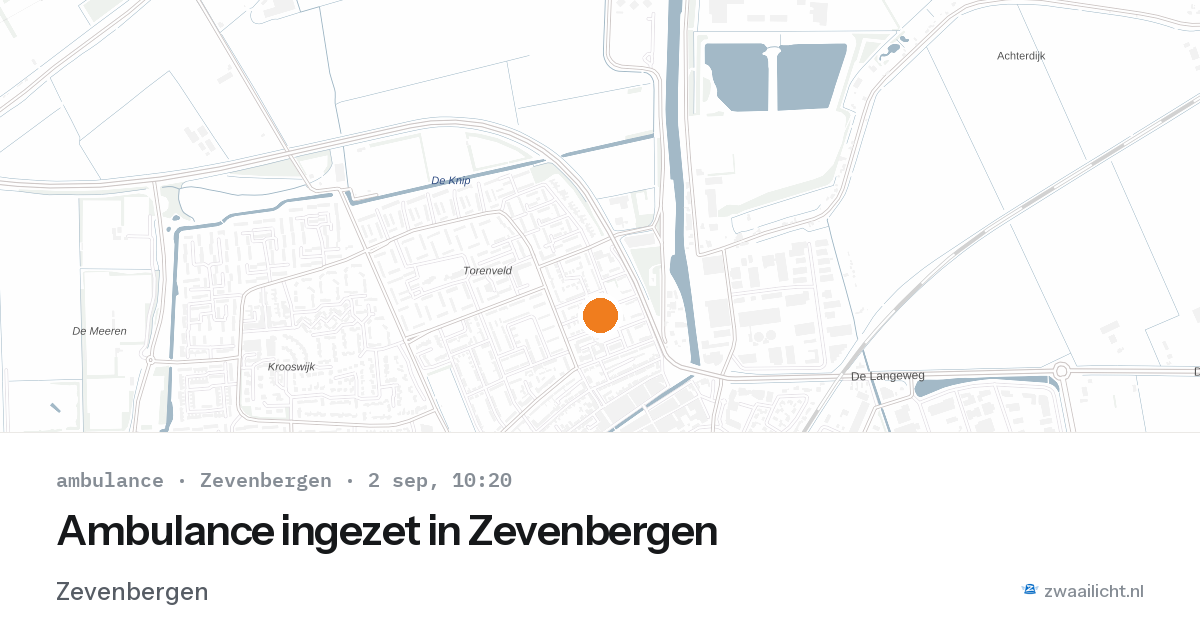 Ambulance ingezet in Zevenbergen — 2 sep 2026
