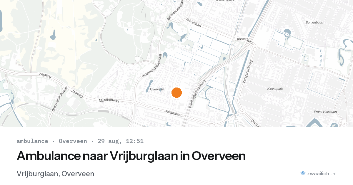 Ambulance naar Vrijburglaan in Overveen — 29 aug 2026