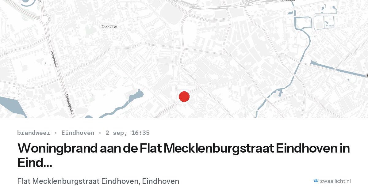 Woningbrand aan de Flat Mecklenburgstraat Eindhoven in Eindhoven — 2 sep 2026